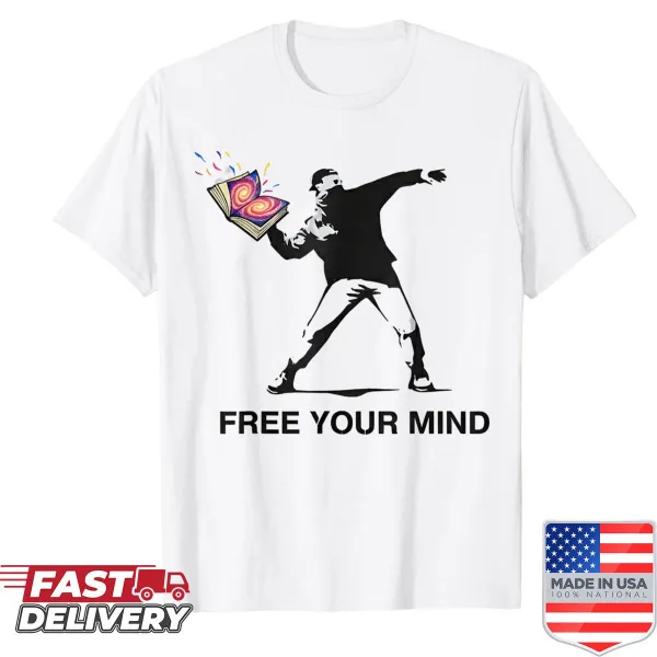 Hand-lettered 'Free Your Mind' design on a creative t-shirt