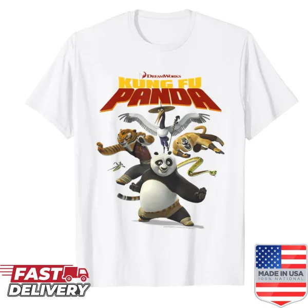 Cartoon shirt with a warrior bear in kung fu pose