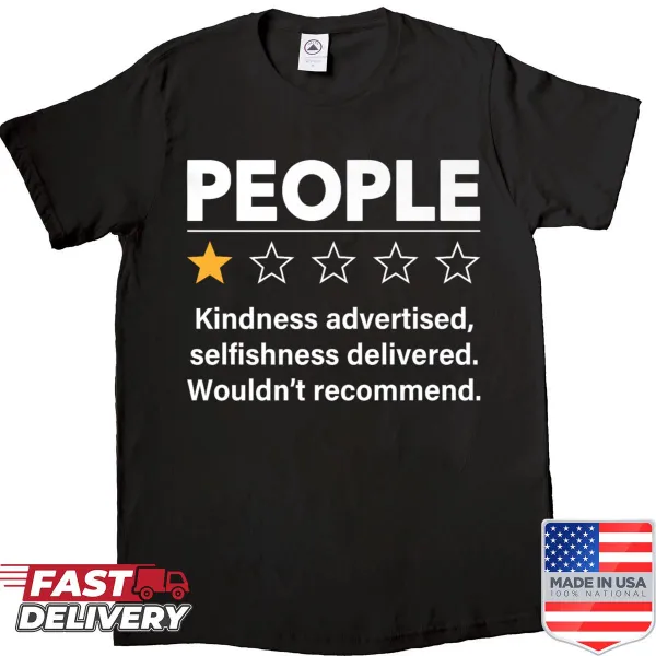 Cartoon-style shirt featuring a one-star rating graphic with anti-social humor.