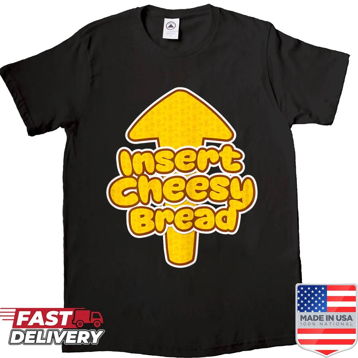 Humorous pizza and cheesy bread graphic shirt for food lovers