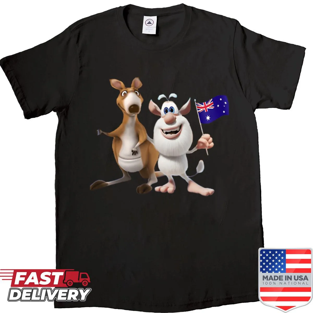 Retro cartoon shirt featuring goofy animated characters in a playful design.