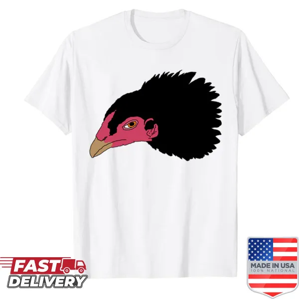 Illustration of a gamefowl head on a black shirt