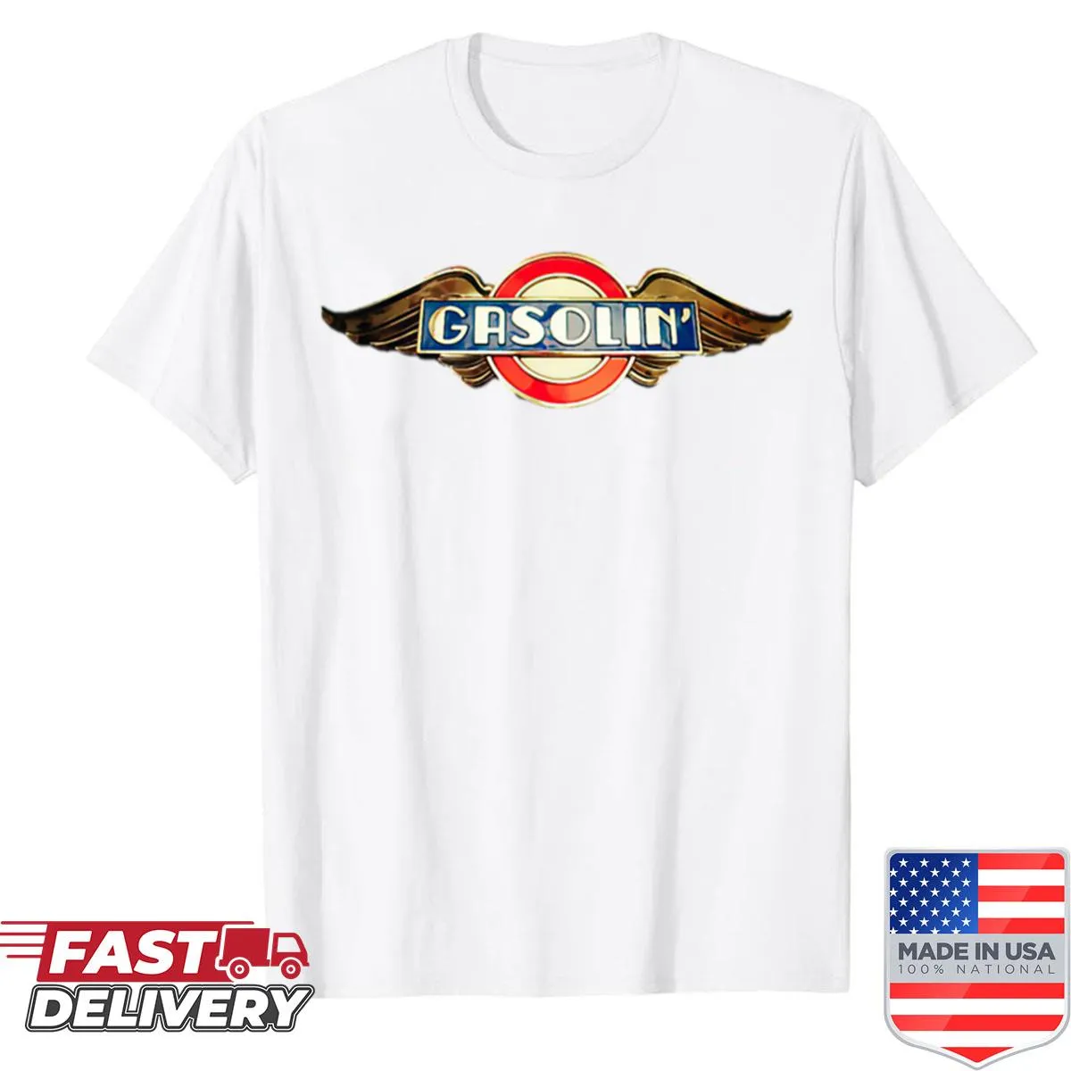 Metal music-themed T-shirt featuring Gasolin logo