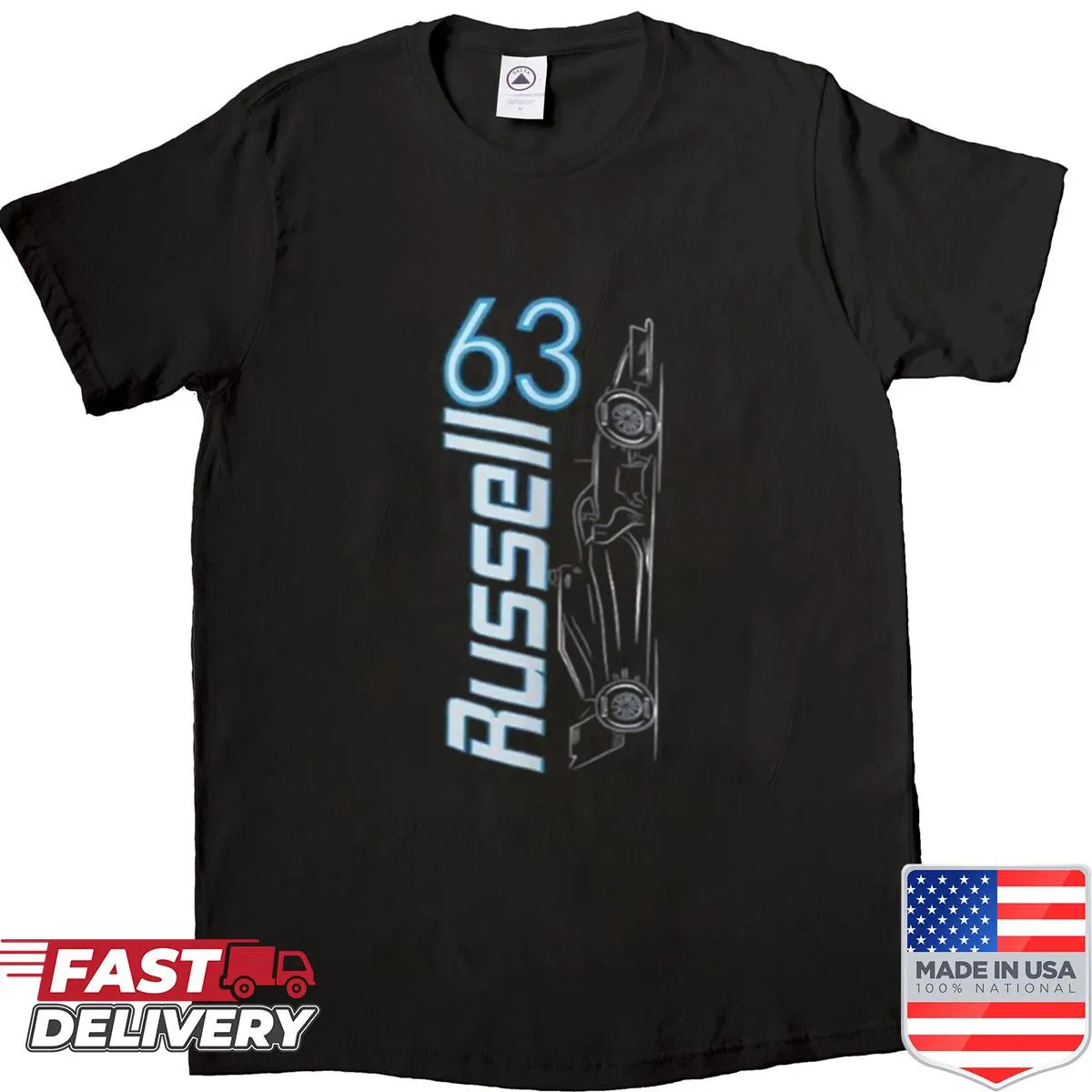 George Russell logo shirt featuring the number 63