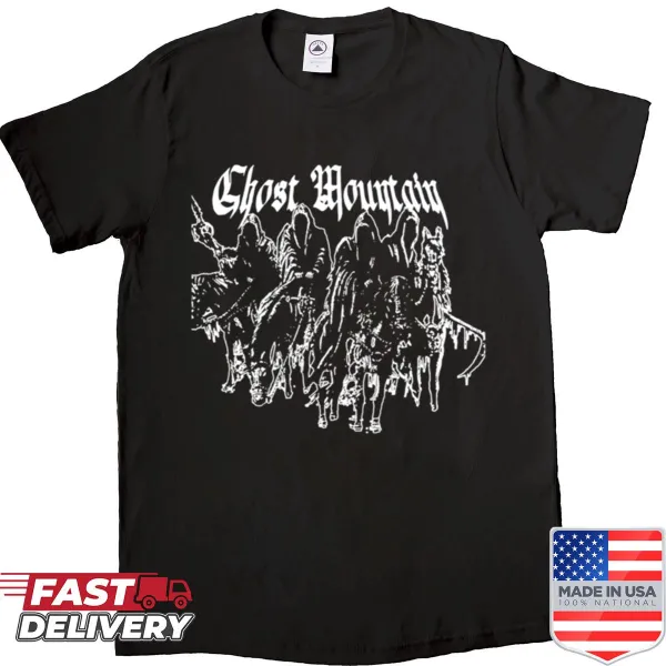 Logo shirt featuring a ghostly mountain design.