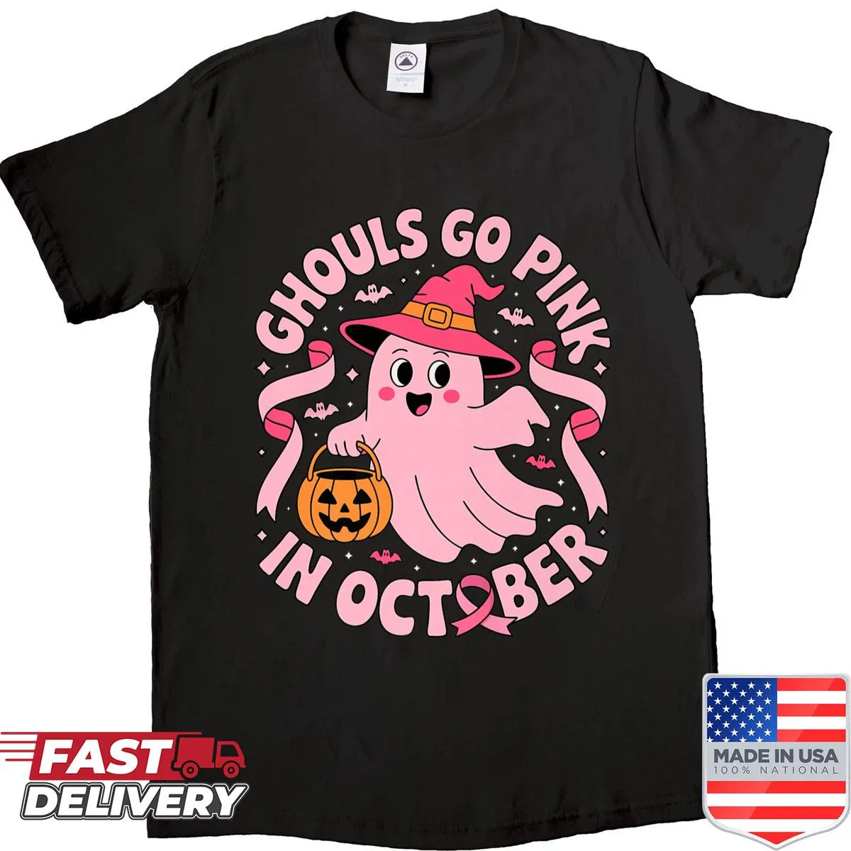 Premium shirt promoting Halloween and Breast Cancer Awareness