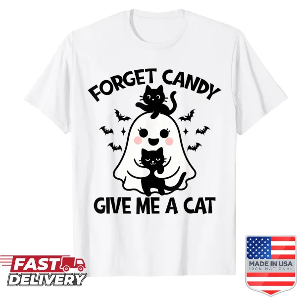 Cartoon cat costume graphic with Halloween slogan