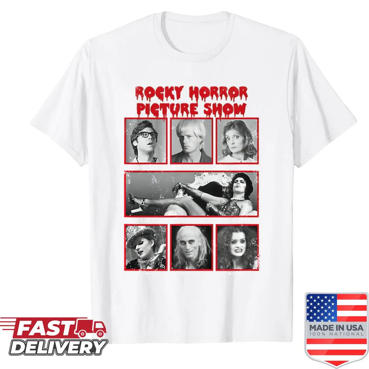 Vintage shirt featuring horror movie logos and Halloween theme