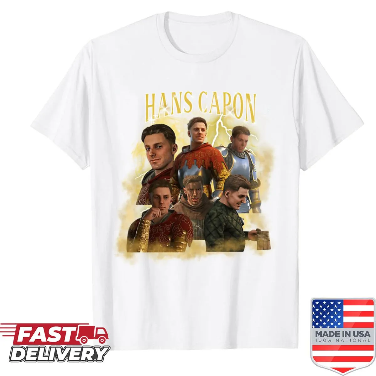 Vintage-style shirt featuring Hans Capon from Kcd2 game