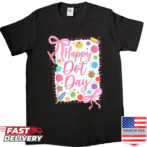 Cute teacher shirt with a bow graphic and playful message for Dot Day