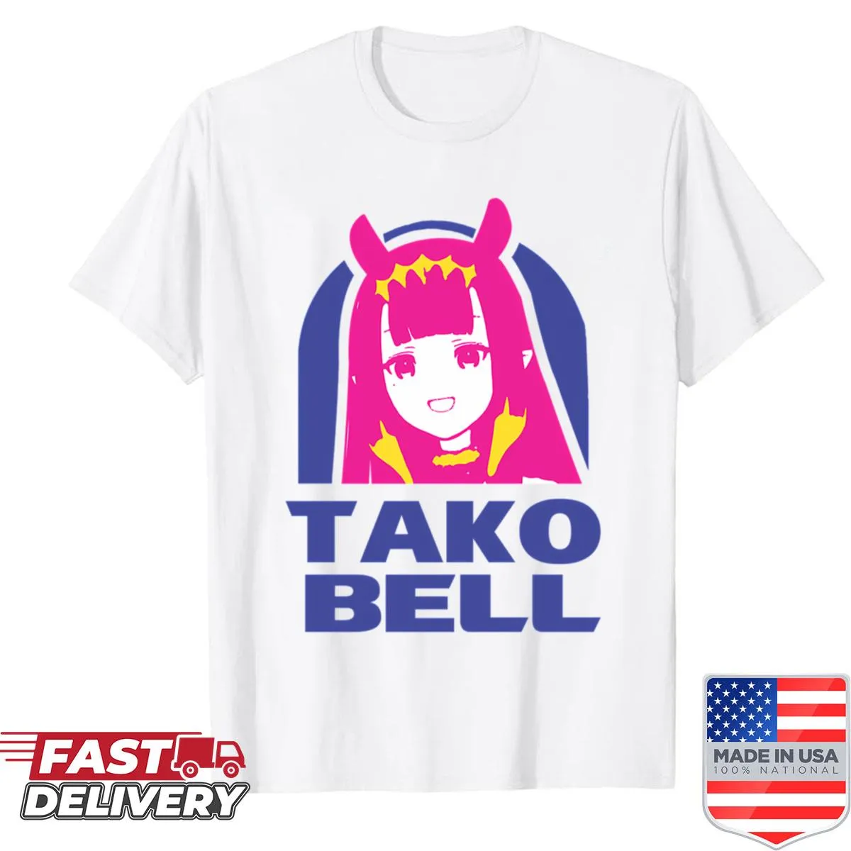 Parody shirt featuring Hololive Ina Tako Bell logo design