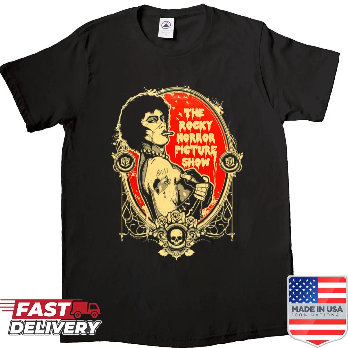 Vintage-style T-shirt with horror movie poster graphic