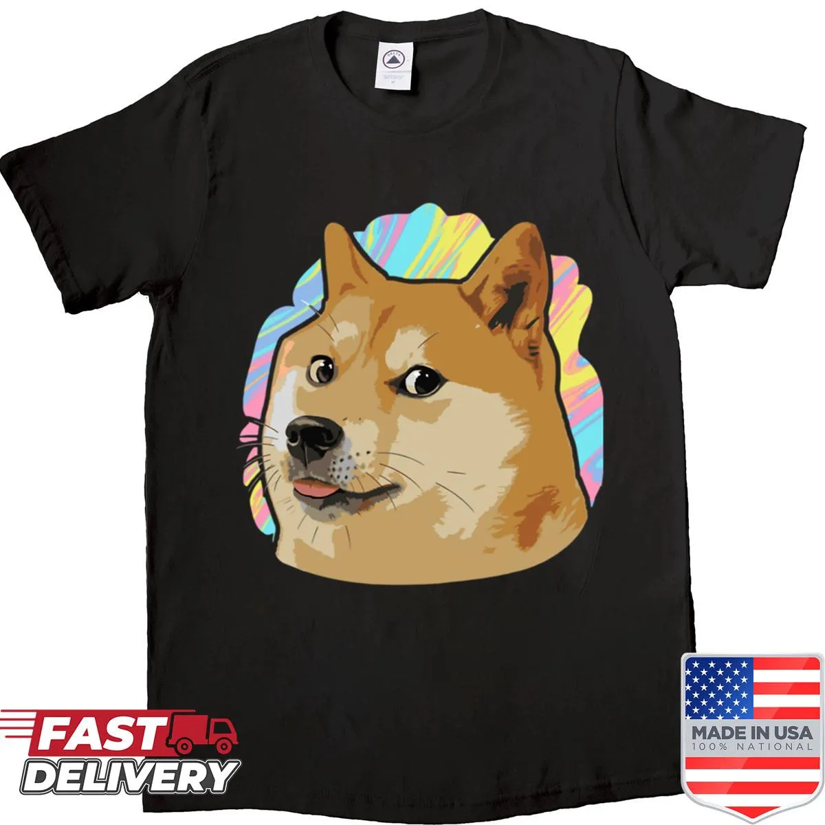 Doge meme illustration with abstract background design