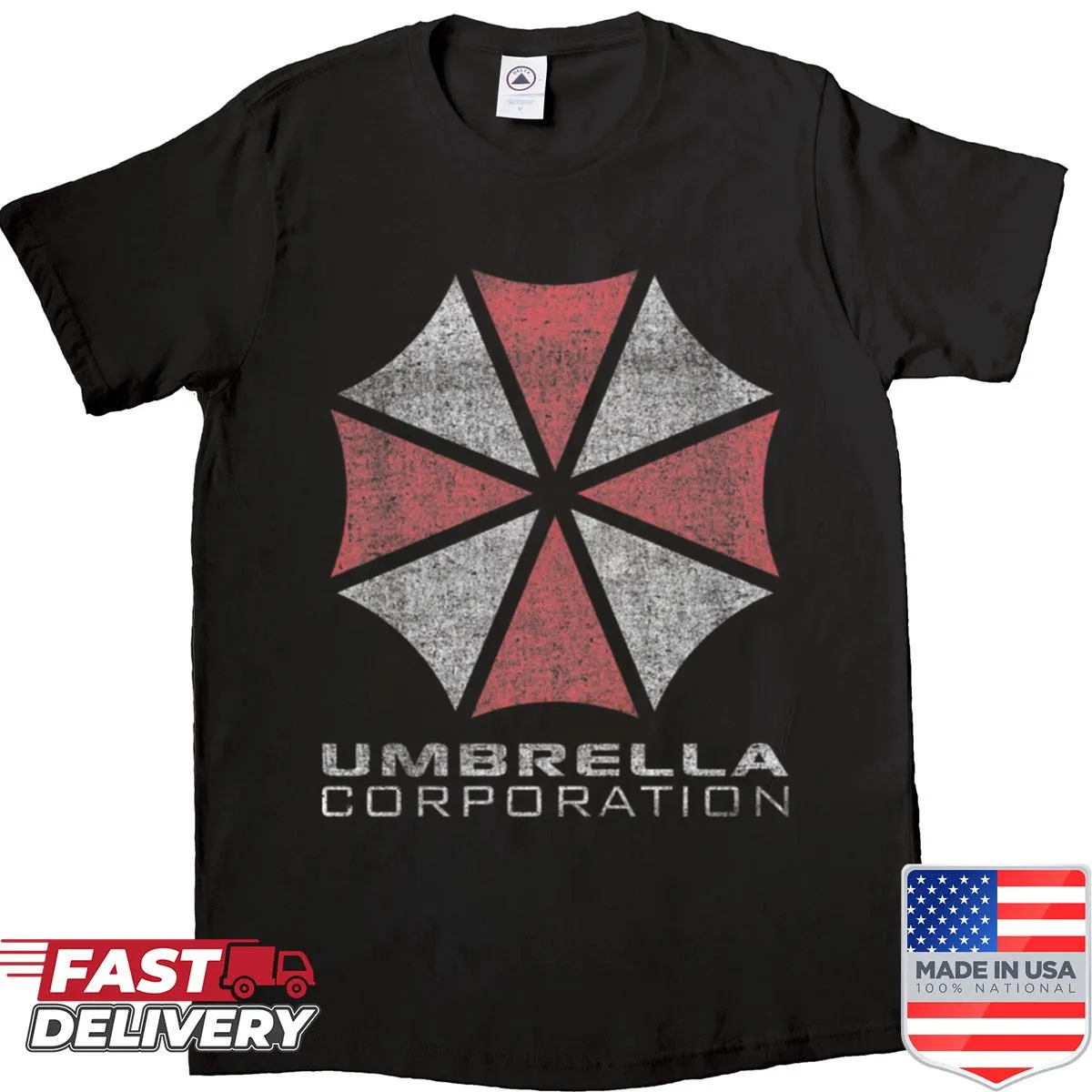 Umbrella Corp logo featured prominently on a fan shirt