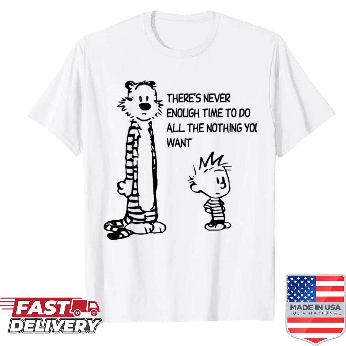 Retro comic-inspired shirt featuring playful childhood duo graphics