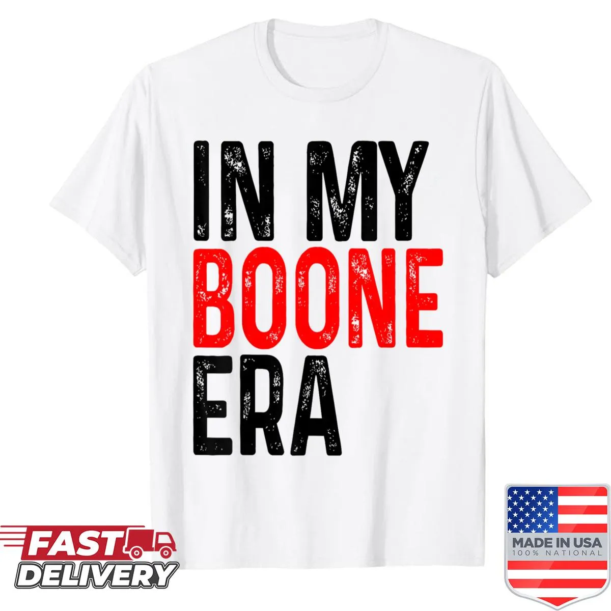 Retro Boone Era shirt with heart graphic and humorous text