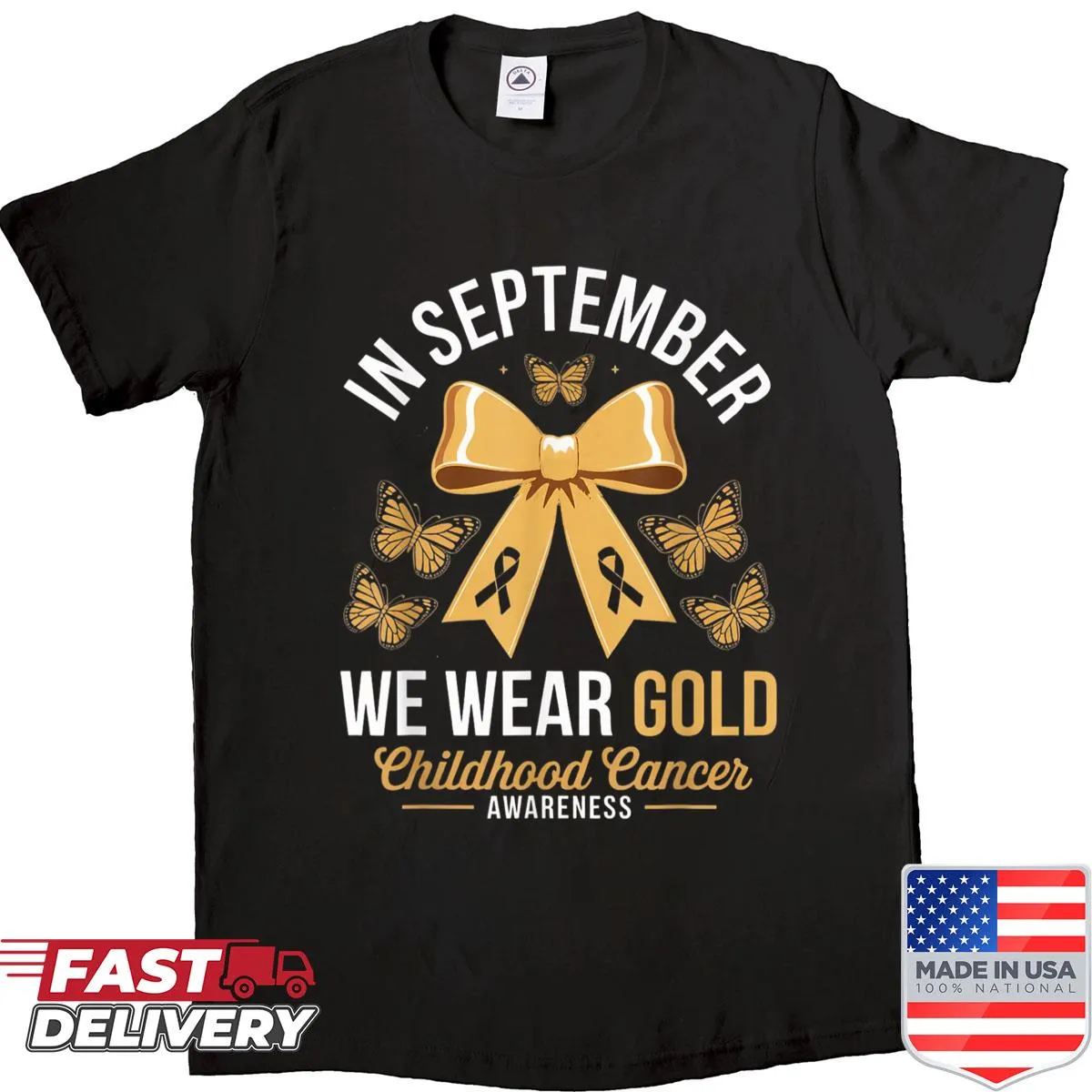 Gold ribbon graphic shirt for Childhood Cancer Awareness