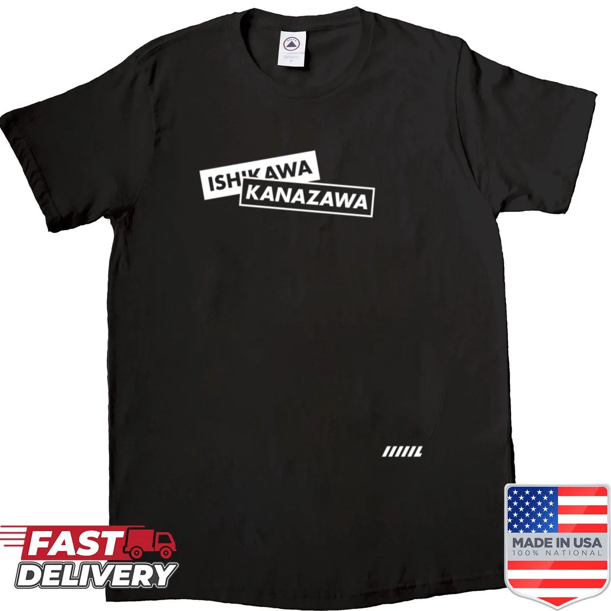 Minimalist white shirt with Ishikawa Kanazawa box logo