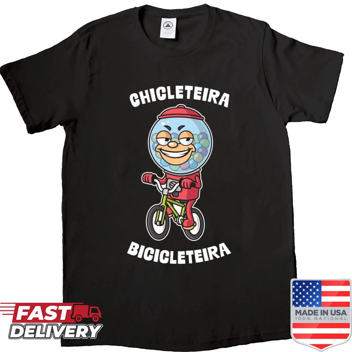 Vintage-style shirt featuring playful meme phrases in whimsical font
