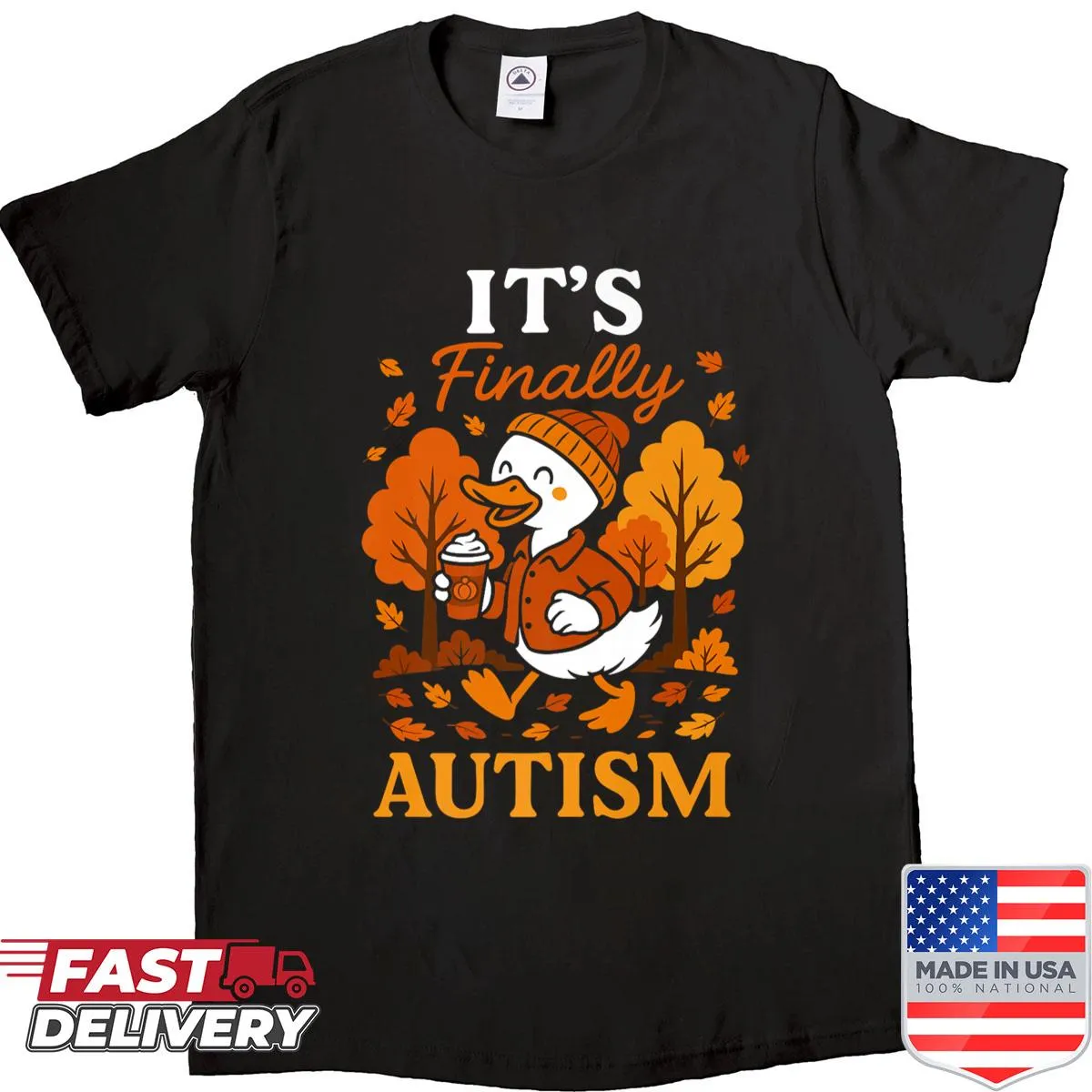 Autumn-themed shirt promoting autism awareness