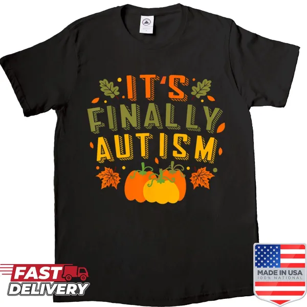 Autumn-themed shirt celebrating autism awareness with typography design
