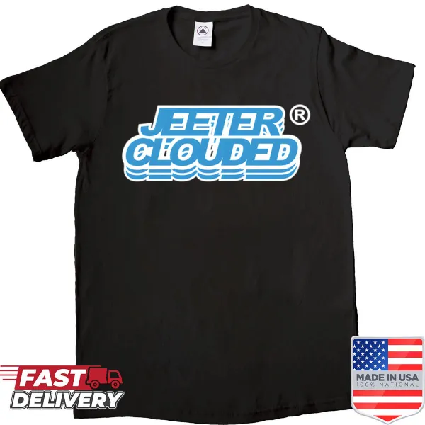 Stylish shirt with the phrase 'Clouded In Blue' in flowing typography