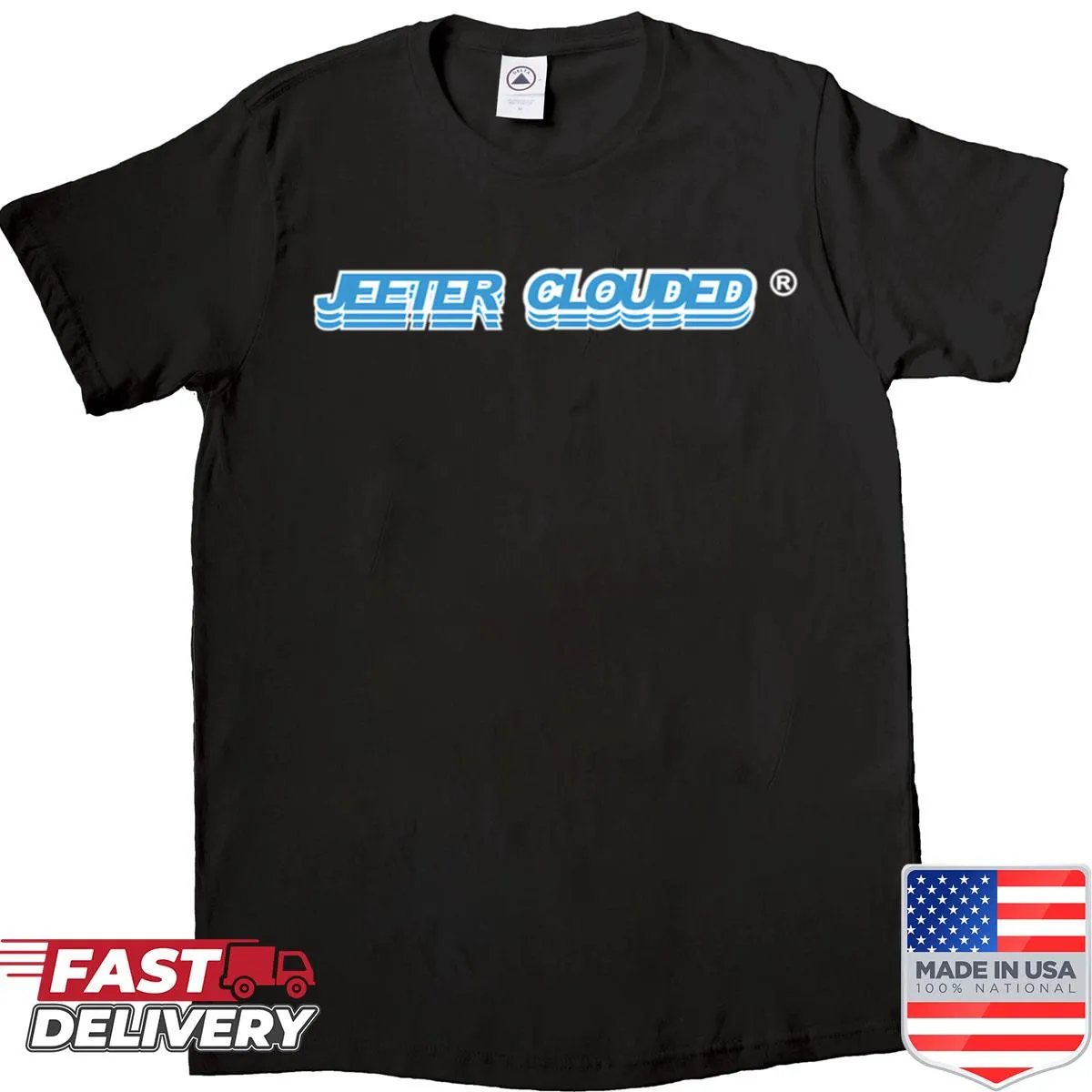 Minimalist Jeeter Clouded logo shirt design.