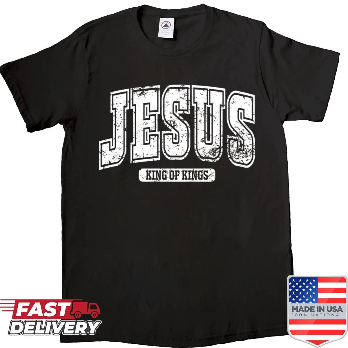Religious shirt with 'Jesus King Of Kings' text design