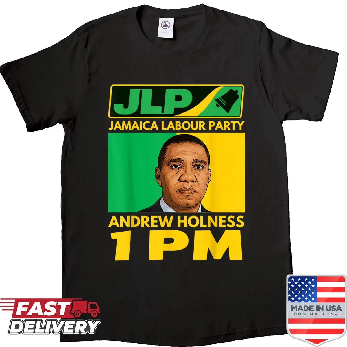 Jlp 1pm Choose Jamaica shirt with patriotic text.