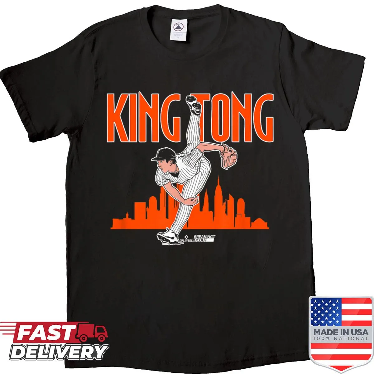 New York baseball T-shirt featuring 'King Tong' in bold design