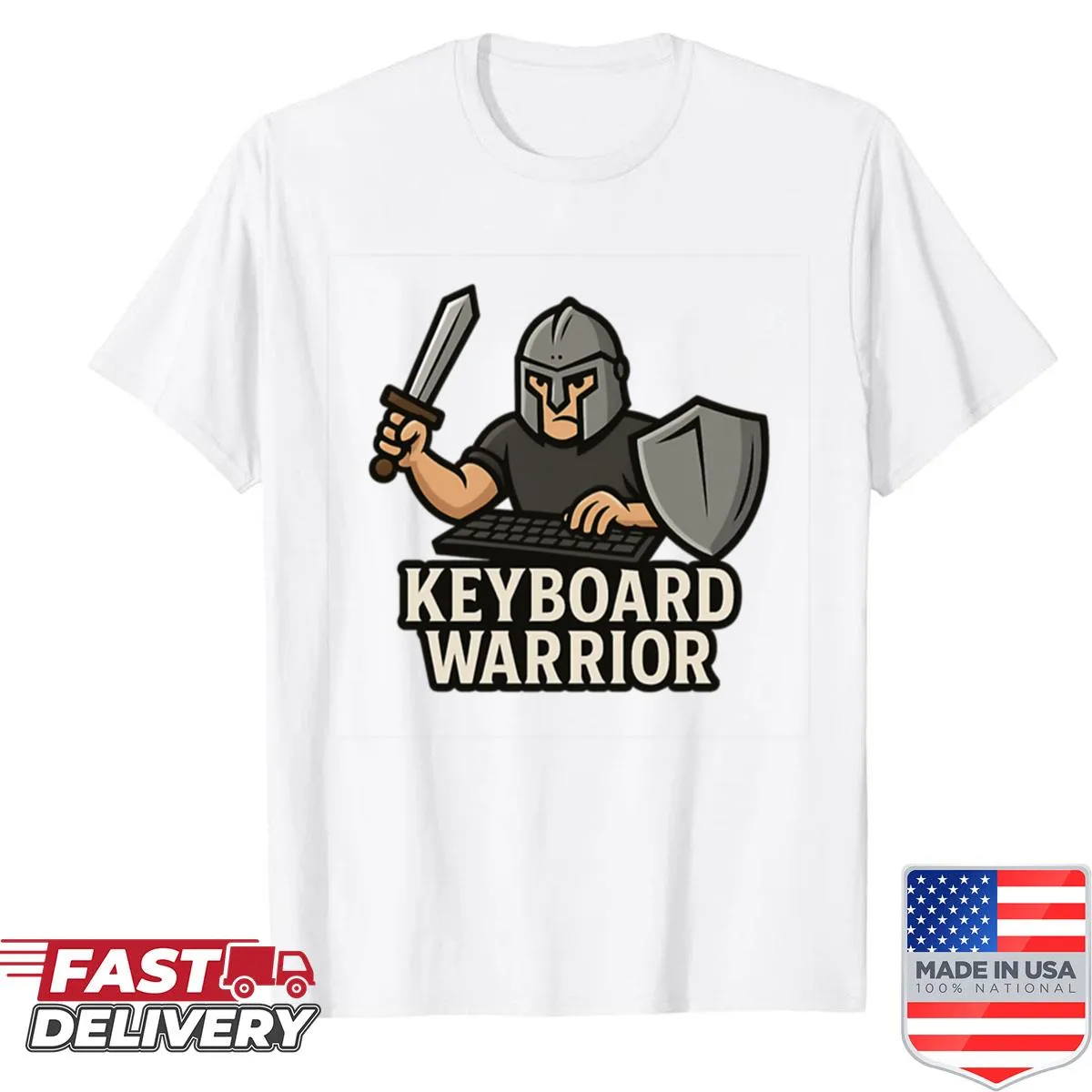 Oversized shirt featuring a funny Keyboard Warrior meme design