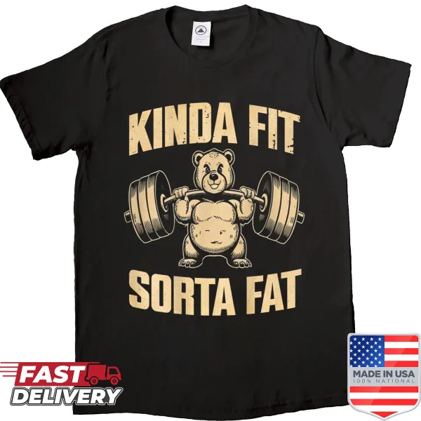 Retro gym shirt featuring a cute bear and funny fitness phrase on back.