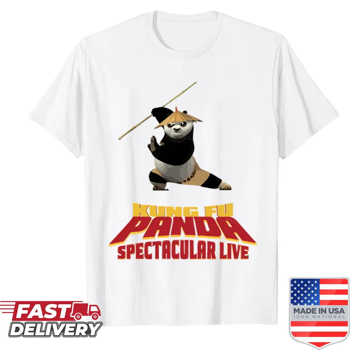 Cartoon bear kung fu warrior graphic t-shirt for kids