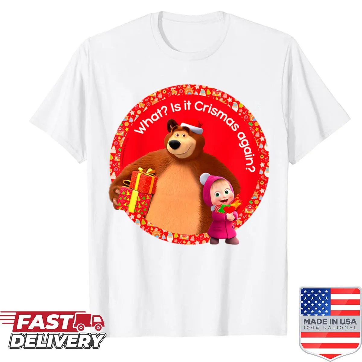Cartoon vintage bear with a little girl in a cute design