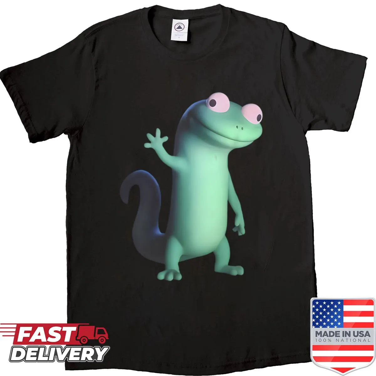 Cute T-shirt featuring the phrase 'Lizard Lizard Lizard' in a fun font