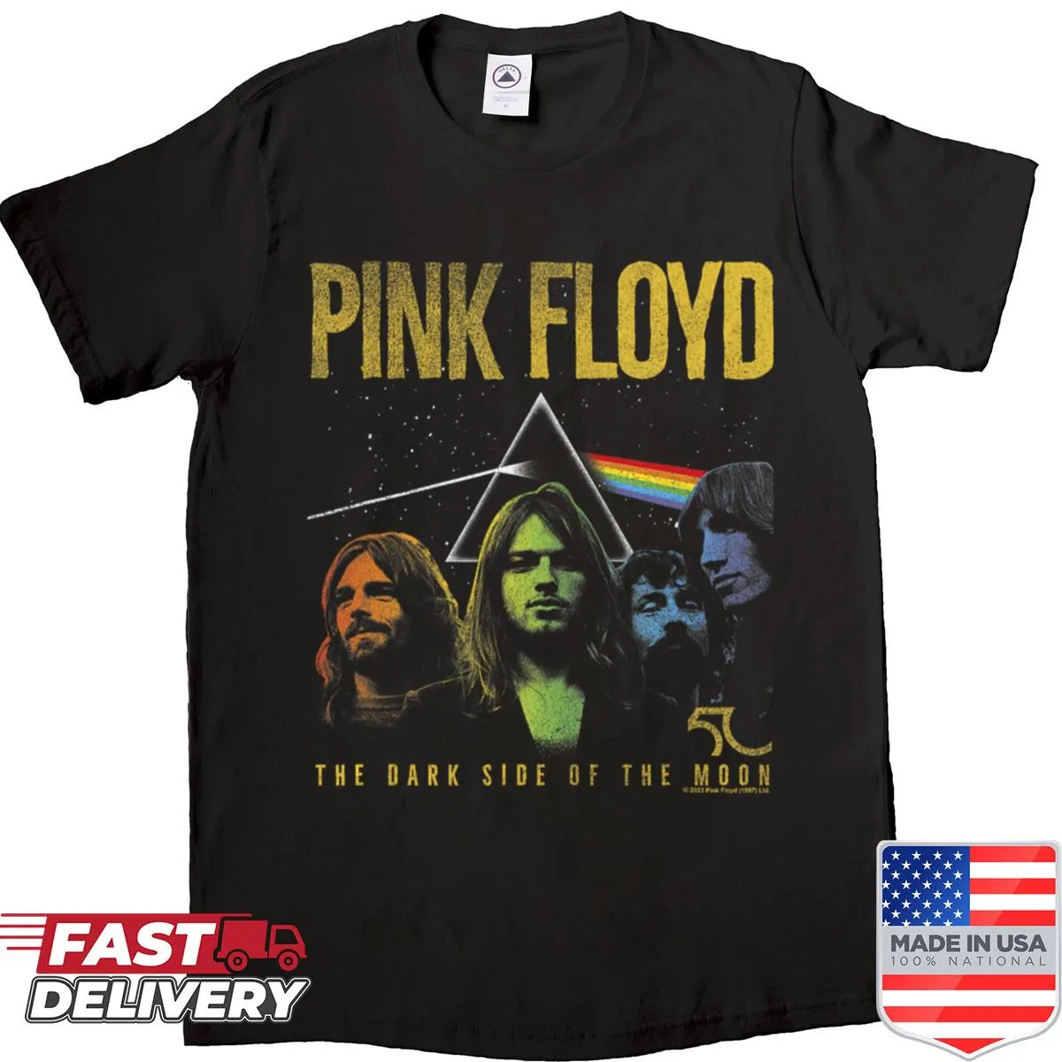 Vintage band concert shirt featuring logo albums