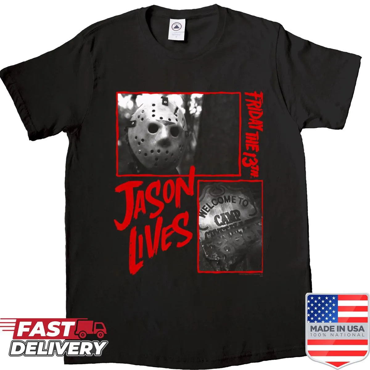 Vintage horror movie shirt with a retro film logo design