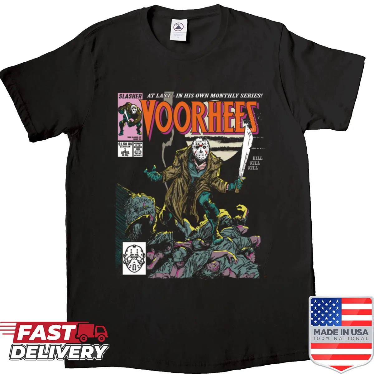 Vintage horror movie shirt featuring a classic logo with a distressed look.