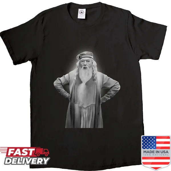 Funny shirt featuring a whimsical graphic of Mad Dumbledore