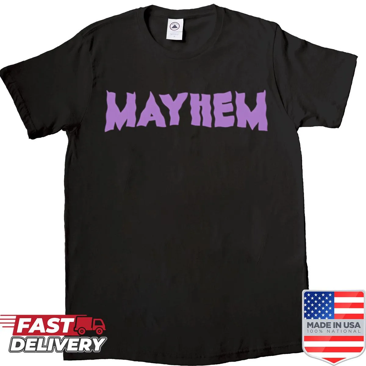 Vintage Mayhem band logo on a distressed shirt