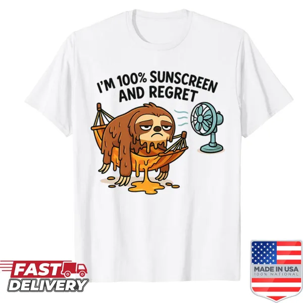 Cartoon sloth in hammock with humorous quote T-shirt