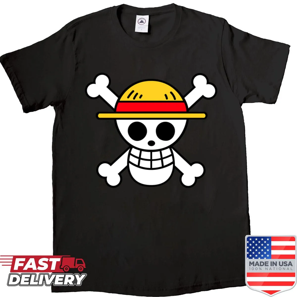 T-shirt with Monkey D Luffy logo illustration