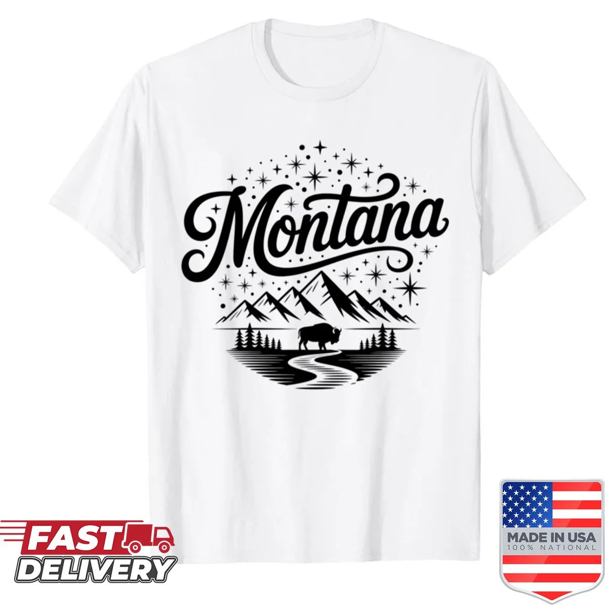 Vintage-inspired Montana souvenir state design t-shirt