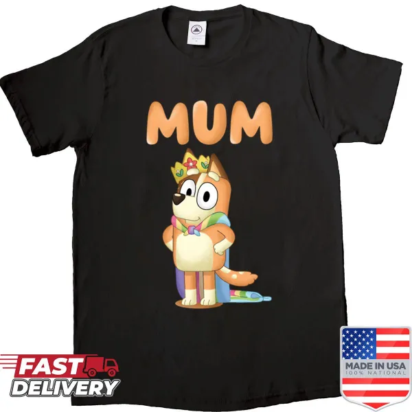 Shirt with 'Mum Queen' text celebrating mothers