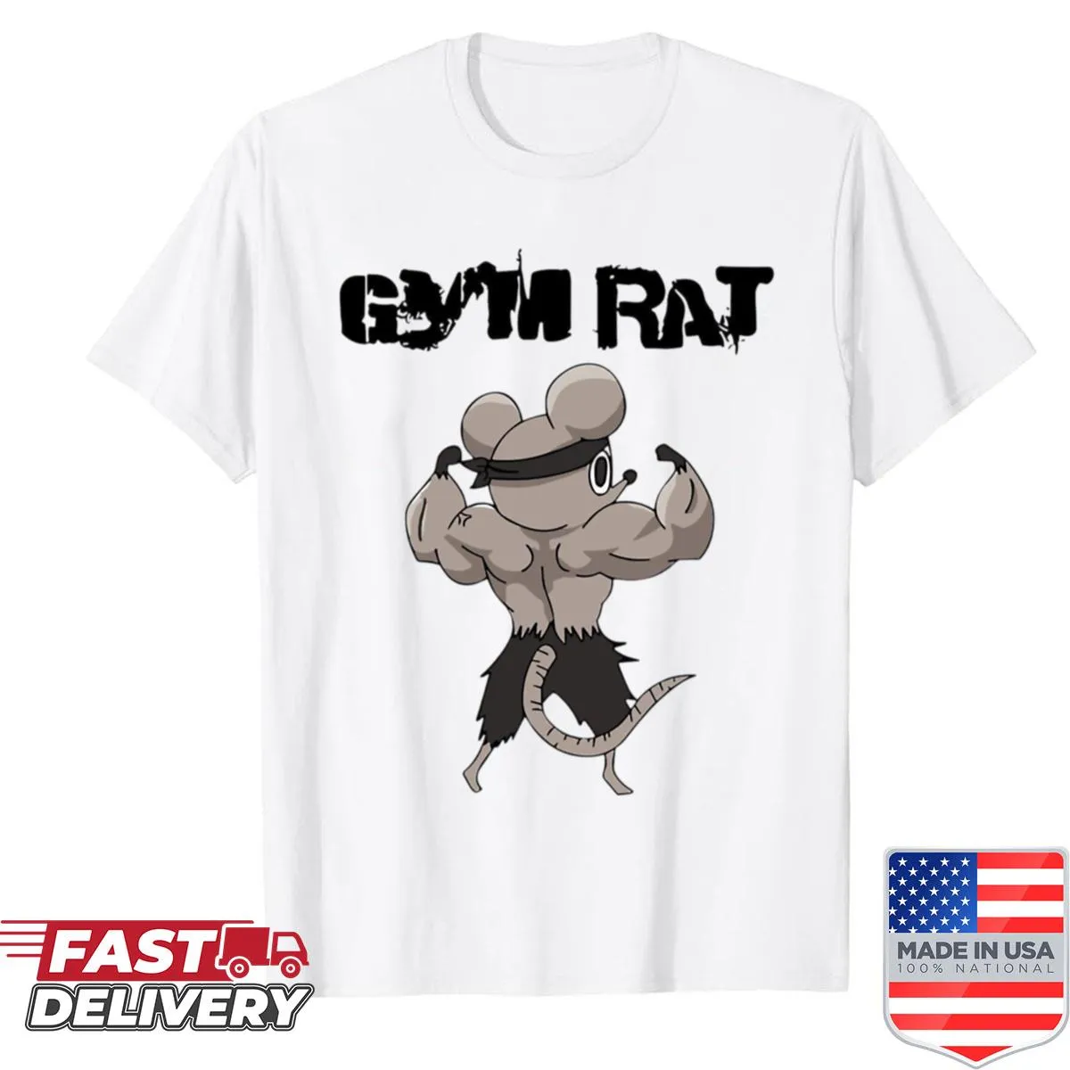 Cartoon mice flexing muscles in a playful design for fitness lovers