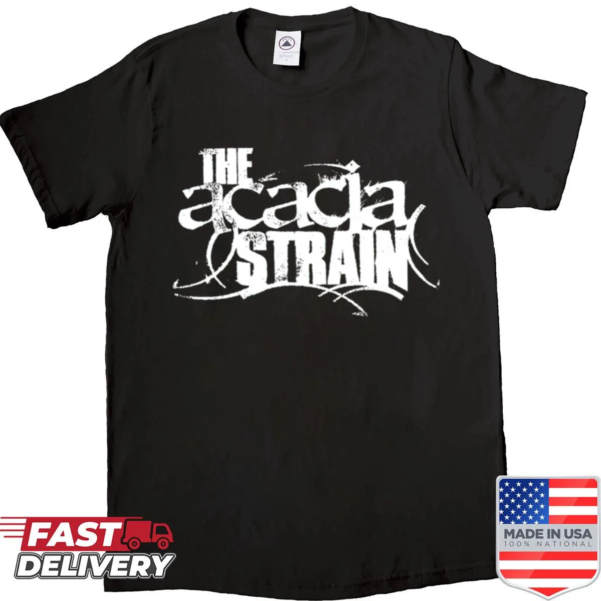 Vintage metal band logo t-shirt, perfect for music fans.