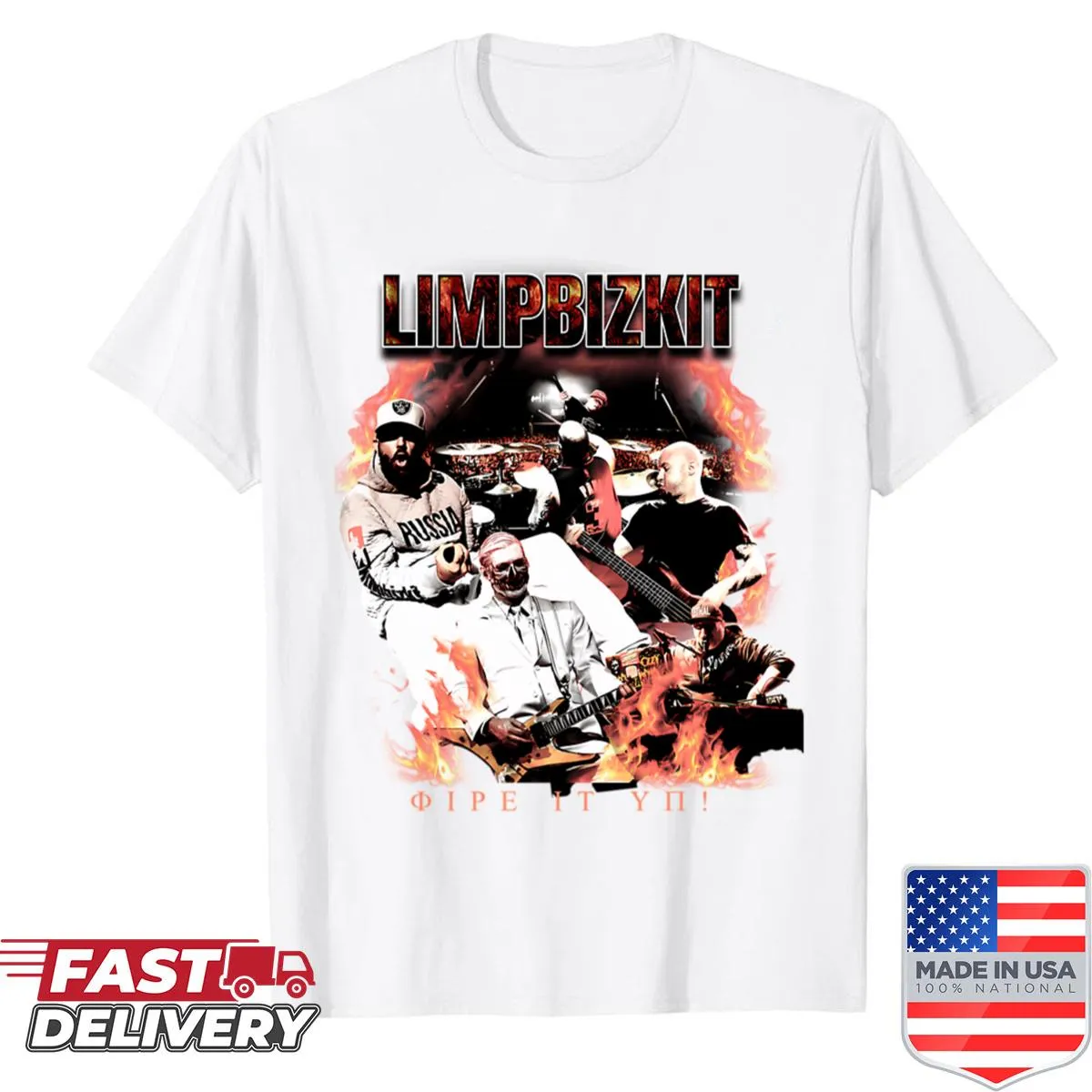 Vintage music band shirt with retro album logos