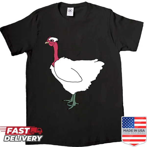 Playful shirt featuring Naked Neck Hen illustration