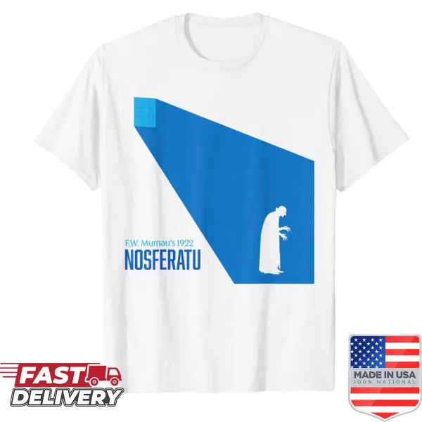 Vintage Nosferatu graphic on a horror-themed t-shirt