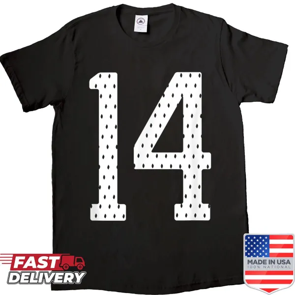 Varsity style shirt with number 14 for sports fans
